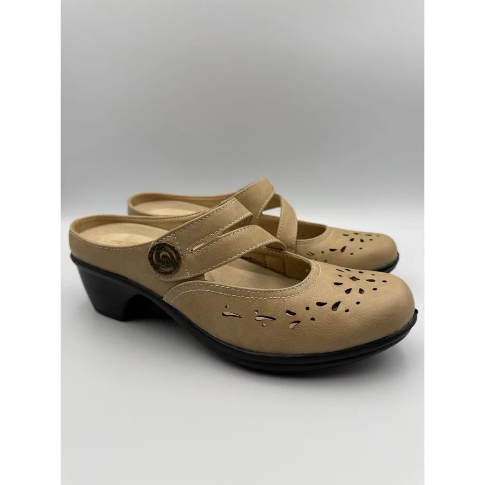 Easy‎ Street Comfort Wave Sandals Womens 8M Tan Slip On Comfort NWOT